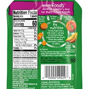 Gerber Organic for Toddler Wonder Foods Toddler Food Pouches, Mango Peach Carrot Sweet Potato Oatmeal, Organic & Non-GMO, 3.5 Ounce Pouches (Pack of 6)