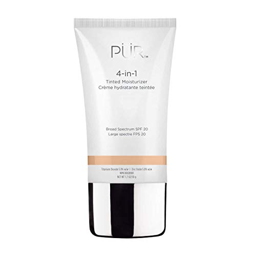 PÜR 4-in-1 Tinted Moisturizer With SPF 20 - Hydrating Face Moisturizer, Primer, & Foundation With Shea Butter, Aloe Vera & Vitamin B3 - Vegan Friendly - Free of Paraben, Gluten & BPA – Medium