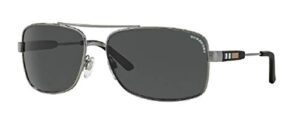 burberry be3074 100387 63m gunmetal/grey rectangle sunglasses for men+ bundle with designer iwear complimentary care kit