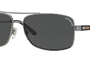 BURBERRY BE3074 100387 63M Gunmetal/Grey Rectangle Sunglasses For Men+ BUNDLE with Designer iWear Complimentary Care Kit