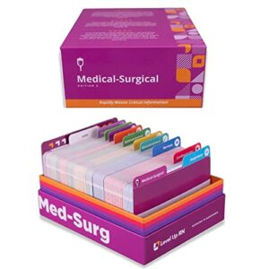 med surg flash cards – no fluff – only essential nclex and ati hesi tested info – for nursing school predictor exams and job success (409 medical surgical flash cards)