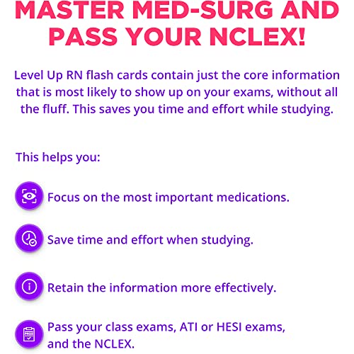 Med Surg Flash Cards - No Fluff - Only Essential NCLEX and ATI HESI Tested Info - for Nursing School Predictor Exams and Job Success (409 Medical Surgical Flash Cards)