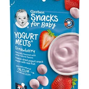 Gerber Snacks for Baby Yogurt Melts, Strawberry, Freeze-Dried Yogurt Snack, Made with Real Fruit, Baby Snack for Crawlers, 1.0-Ounce Pouch (Pack of 3)