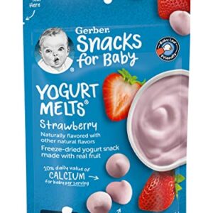 Gerber Snacks for Baby Yogurt Melts, Strawberry, Freeze-Dried Yogurt Snack, Made with Real Fruit, Baby Snack for Crawlers, 1.0-Ounce Pouch (Pack of 3)