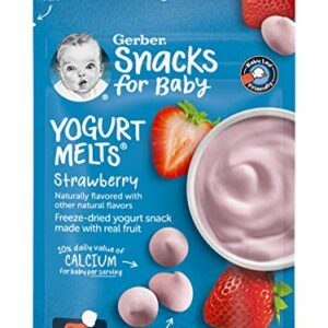 Gerber Snacks for Baby Yogurt Melts, Strawberry, Freeze-Dried Yogurt Snack, Made with Real Fruit, Baby Snack for Crawlers, 1.0-Ounce Pouch (Pack of 3)