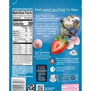 Gerber Snacks for Baby Yogurt Melts, Strawberry, Freeze-Dried Yogurt Snack, Made with Real Fruit, Baby Snack for Crawlers, 1.0-Ounce Pouch (Pack of 3)