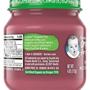 Gerber Purees Organic 2nd Foods Apple Wild Blueberry Baby Food Glass Jar (Pack of 6)