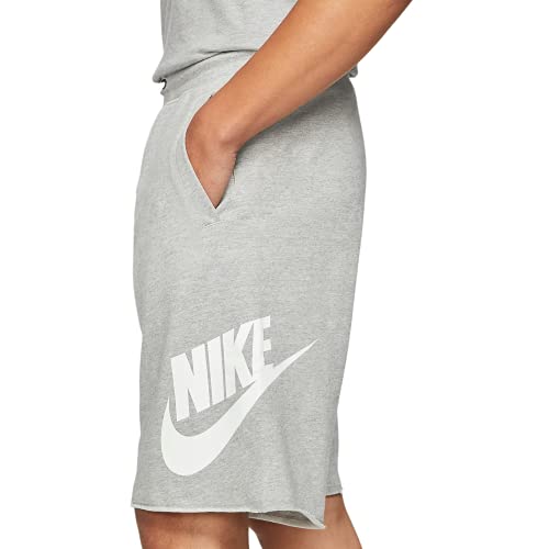 Nike Mens Aw77 French Terry Alumni Shorts (Grey/White, Large)