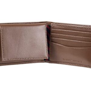 Tommy Hilfiger Men's Leather Wallet - Thin Sleek Casual Bifold with 6 Credit Card Pockets and Removable ID Window, Light Tan