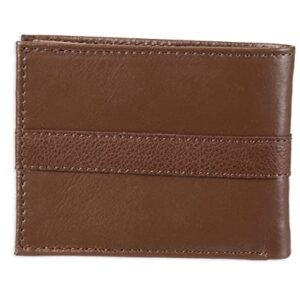 Tommy Hilfiger Men's Leather Wallet - Thin Sleek Casual Bifold with 6 Credit Card Pockets and Removable ID Window, Light Tan