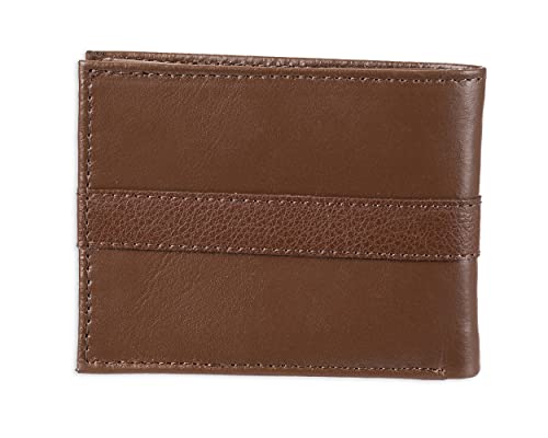 Tommy Hilfiger Men's Leather Wallet - Thin Sleek Casual Bifold with 6 Credit Card Pockets and Removable ID Window, Light Tan