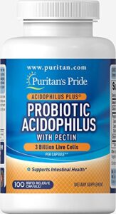puritan’s pride probiotic acidophilus with pectin, 100 count, white (p-2)