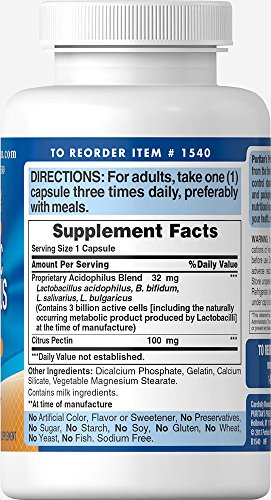 Puritan's Pride Probiotic Acidophilus with Pectin, 100 Count, White (P-2)