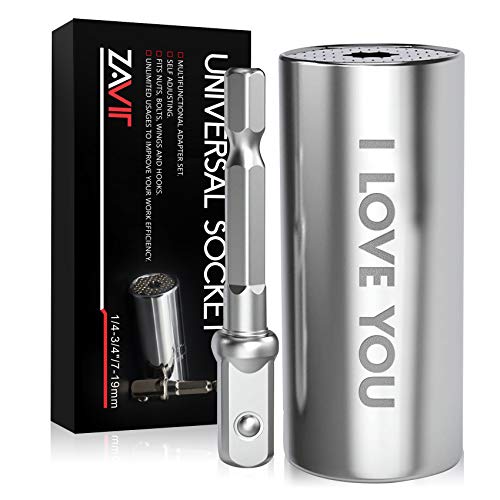 ZAVIT Gifts for Him Husband Men,Universal Socket I LOVE YOU,Birthday Anniversary Fathers Day Christmas Stocking Stuffers Valentines Day Love Gifts for Him,(7-19mm) Power Drill Manual Wrench Adapter