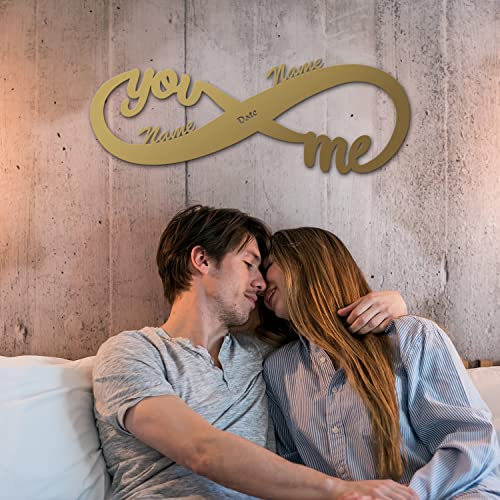 Love Couple Gifts for him or her I Personalized Infinity - You and Me Wood Art Led Night Light I Romantic Home Decor for Anniversary or as Wedding Decoration