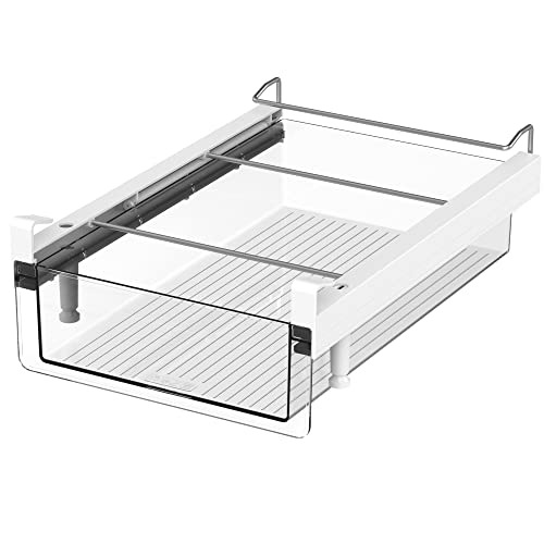 vacane Fridge Organizer Drawer, Clear Plastic Fridge Organizer Bins, Add on Refrigerator Drawer,Fridge Storage Container Under Shelf Holder for Fruit, Vegetable, Meat, Cheese, Easy to Install-L