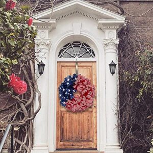 Summer Patriotic Independence Day Wreath, Memorial Day Wreaths for Front Door, Festival Celebration Farmhouse Wreaths, All Season Welcome Sign Door Hangers (Red)