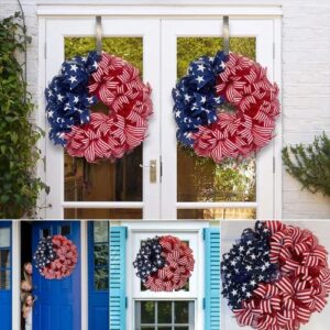 Summer Patriotic Independence Day Wreath, Memorial Day Wreaths for Front Door, Festival Celebration Farmhouse Wreaths, All Season Welcome Sign Door Hangers (Red)