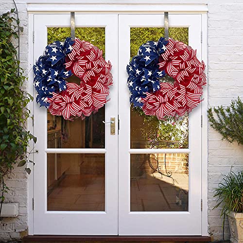 Summer Patriotic Independence Day Wreath, Memorial Day Wreaths for Front Door, Festival Celebration Farmhouse Wreaths, All Season Welcome Sign Door Hangers (Red)