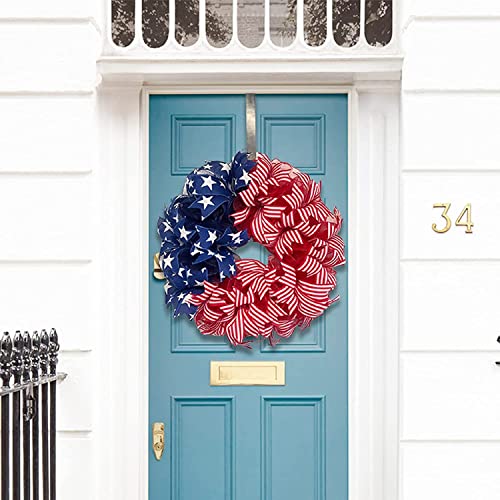 Summer Patriotic Independence Day Wreath, Memorial Day Wreaths for Front Door, Festival Celebration Farmhouse Wreaths, All Season Welcome Sign Door Hangers (Red)