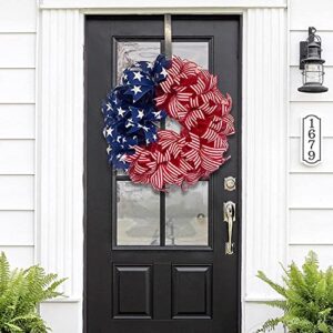 Summer Patriotic Independence Day Wreath, Memorial Day Wreaths for Front Door, Festival Celebration Farmhouse Wreaths, All Season Welcome Sign Door Hangers (Red)