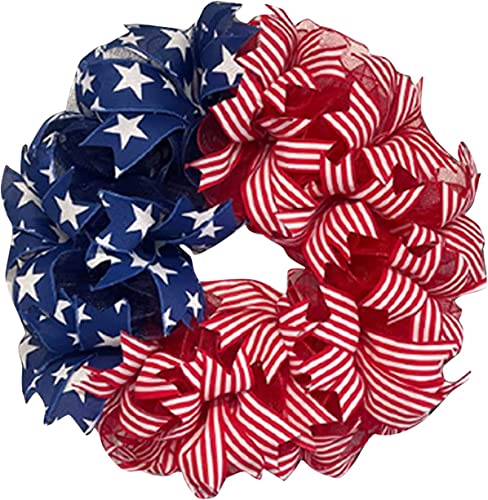 Summer Patriotic Independence Day Wreath, Memorial Day Wreaths for Front Door, Festival Celebration Farmhouse Wreaths, All Season Welcome Sign Door Hangers (Red)