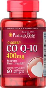puritans pride q-sorb coq10 400 mg-60 rapid release softgels, 60 count