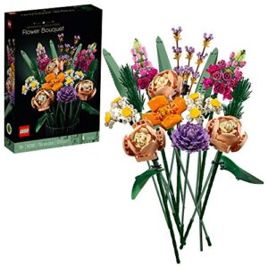 lego icons flower bouquet 10280 artificial flowers, set for adults, decorative home accessories, gift for her and him, botanical collection
