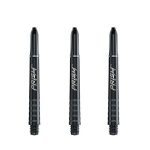 winmau prism force dart shafts, force grip zone stems, medium 48mm, black (3 sets)