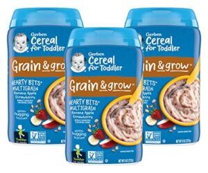 gerber baby cereal hearty bits multigrain cereal banana apple strawberry, 8 ounce (pack of 3)
