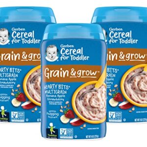 Gerber Baby Cereal Hearty Bits Multigrain Cereal Banana Apple Strawberry, 8 Ounce (Pack of 3)