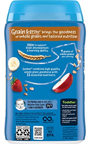 Gerber Baby Cereal Hearty Bits Multigrain Cereal Banana Apple Strawberry, 8 Ounce (Pack of 3)