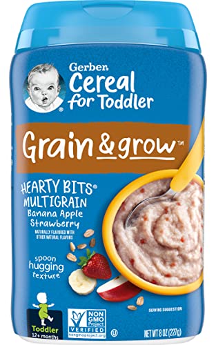 Gerber Baby Cereal Hearty Bits Multigrain Cereal Banana Apple Strawberry, 8 Ounce (Pack of 3)