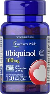 ubiquinol 100mg, supports heart health,120 softgels by puritan’s pride