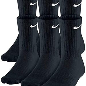 NIKE Dri-Fit Classic Cushioned Crew Socks (Large, Black/White/White)