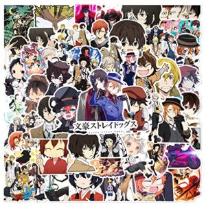 japanese anime bungo stray dogs stickers,popular classic anime stickers 50pcs waterproof vinyl decals for bumper cars computer scrapbook guitar luggage skateboard cute aesthetic manga gifts for cartoon fan (bungo stray dogs)