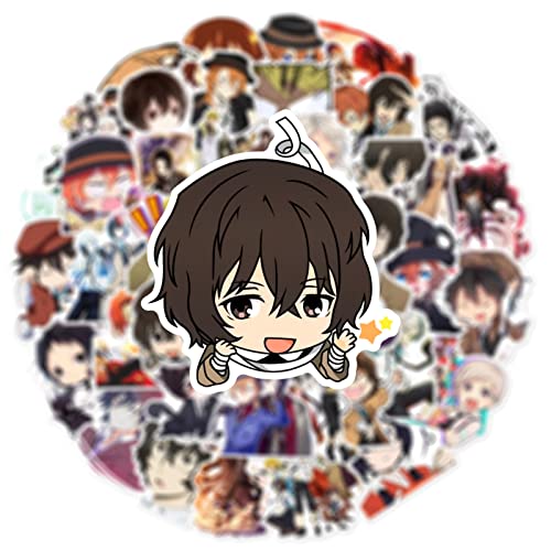 Japanese Anime Bungo Stray Dogs Stickers,Popular Classic Anime Stickers 50PCS Waterproof Vinyl Decals for Bumper Cars Computer Scrapbook Guitar Luggage Skateboard Cute Aesthetic Manga Gifts for Cartoon Fan (Bungo Stray Dogs)