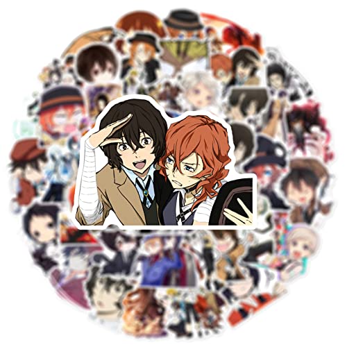 Japanese Anime Bungo Stray Dogs Stickers,Popular Classic Anime Stickers 50PCS Waterproof Vinyl Decals for Bumper Cars Computer Scrapbook Guitar Luggage Skateboard Cute Aesthetic Manga Gifts for Cartoon Fan (Bungo Stray Dogs)