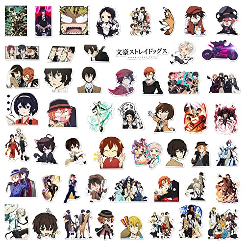 Japanese Anime Bungo Stray Dogs Stickers,Popular Classic Anime Stickers 50PCS Waterproof Vinyl Decals for Bumper Cars Computer Scrapbook Guitar Luggage Skateboard Cute Aesthetic Manga Gifts for Cartoon Fan (Bungo Stray Dogs)