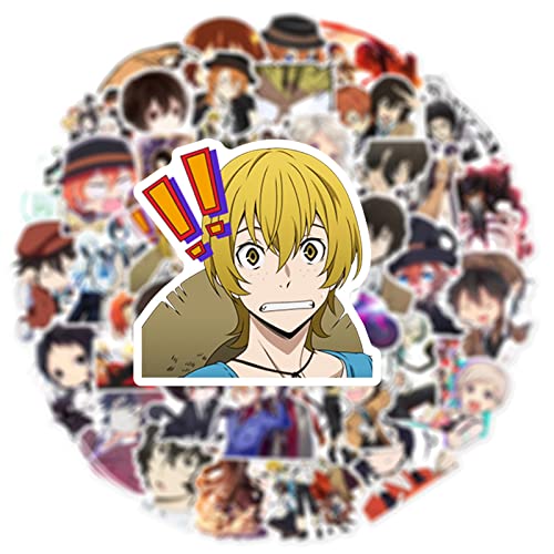 Japanese Anime Bungo Stray Dogs Stickers,Popular Classic Anime Stickers 50PCS Waterproof Vinyl Decals for Bumper Cars Computer Scrapbook Guitar Luggage Skateboard Cute Aesthetic Manga Gifts for Cartoon Fan (Bungo Stray Dogs)