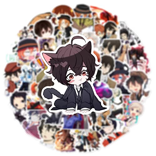 Japanese Anime Bungo Stray Dogs Stickers,Popular Classic Anime Stickers 50PCS Waterproof Vinyl Decals for Bumper Cars Computer Scrapbook Guitar Luggage Skateboard Cute Aesthetic Manga Gifts for Cartoon Fan (Bungo Stray Dogs)