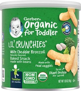 gerber snacks for baby organic lil crunchies, white cheddar & broccoli, 1.59 ounce