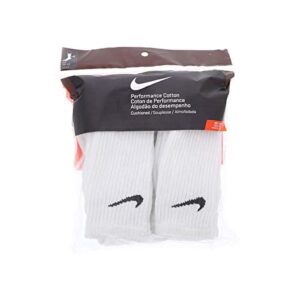 NIKE Unisex Performance Cushion Crew Socks with Bag (6 Pairs), White/Black, Large