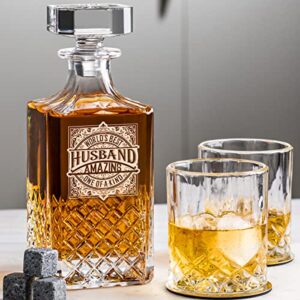 anniversary gifts’ for him men from wife – romantic gifts for him – wedding anniversary – birthday gift for husband – whiskey decanter set