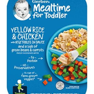 Gerber Mealtime for Toddler Yellow Rice & Chicken with Vegetables in Sauce & Side of Green Beans & Carrots, Packed in Seasoned Water, 6.67 OZ (Pack of 8)