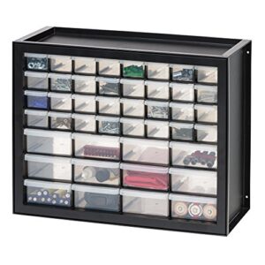 iris usa 44 drawer stackable storage cabinet for hardware crafts and toys, 19.5-inch w x 7-inch d x 15.5-inch h, black – small brick organizer utility chest, scrapbook art hobby multiple compartment
