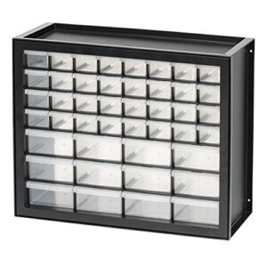 IRIS USA 44 Drawer Stackable Storage Cabinet for Hardware Crafts and Toys, 19.5-Inch W x 7-Inch D x 15.5-Inch H, Black - Small Brick Organizer Utility Chest, Scrapbook Art Hobby Multiple Compartment
