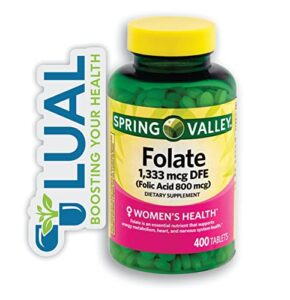 support your body’s needs with spring valley’s folate dietary supplement – 1,333mcg, 400 count. includes luall fridge magnetic