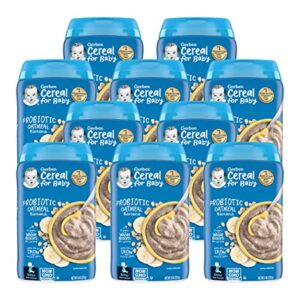 Gerber Cereal for Baby 2nd Foods Cereal, Probiotic Oatmeal Banana Cereal, Made with Whole Grains, Real Fruit & Probiotics, 8-Ounce Canister (Pack of 10)