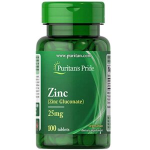 puritan’s pride zinc 25 mg to support immune system health tablets, white, 100 count